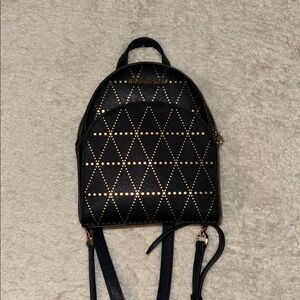 NWOT Rare Michael Kors MK Black and Gold Miniature Mini Leather Abbey Backpack
